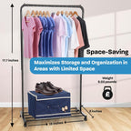 Heavy Duty Rolling Garment Rack with Adjustable 5-Tier Shoe Storage, Black