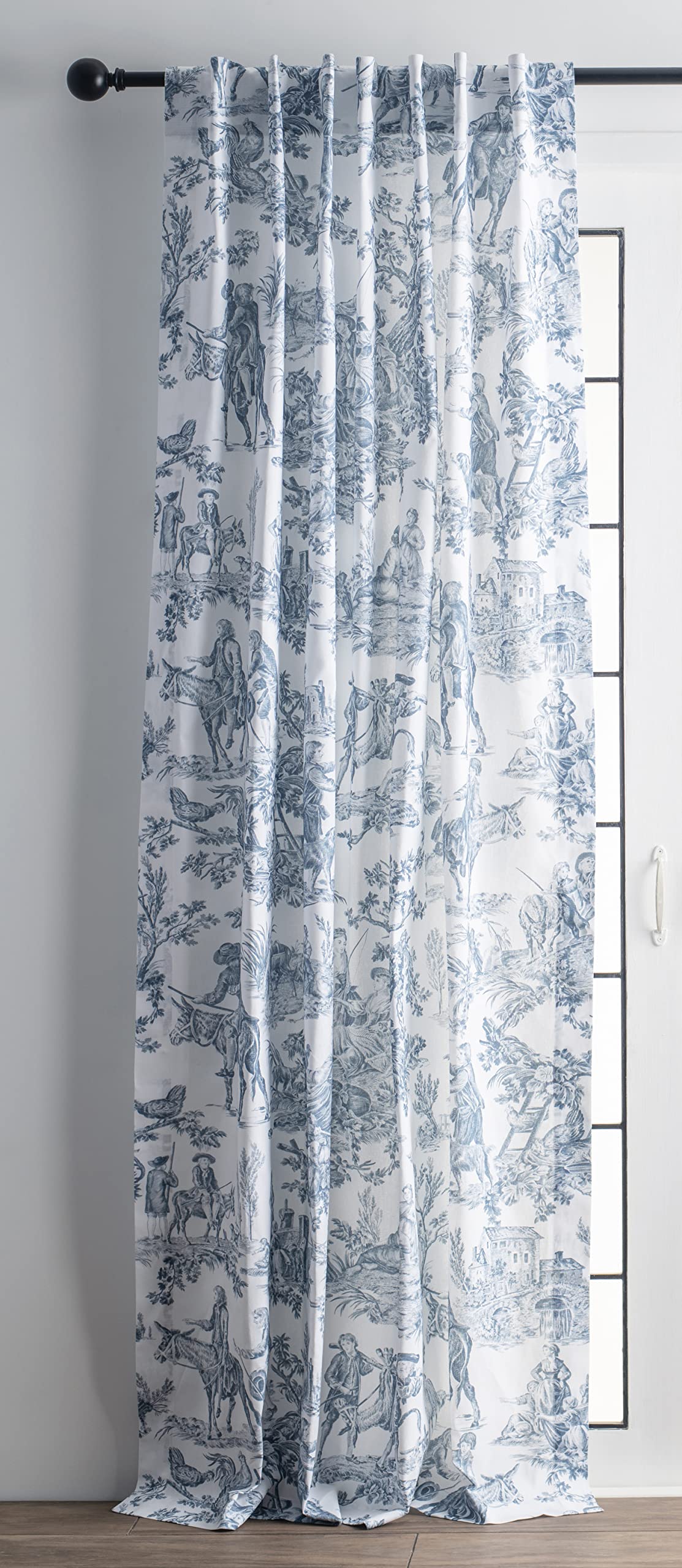 Maison D' Hermine 100% Cotton Curtain - 50'X84' Blue (White Background) Decorative Curtain - Aesthetic Curtains For Farmhouse,