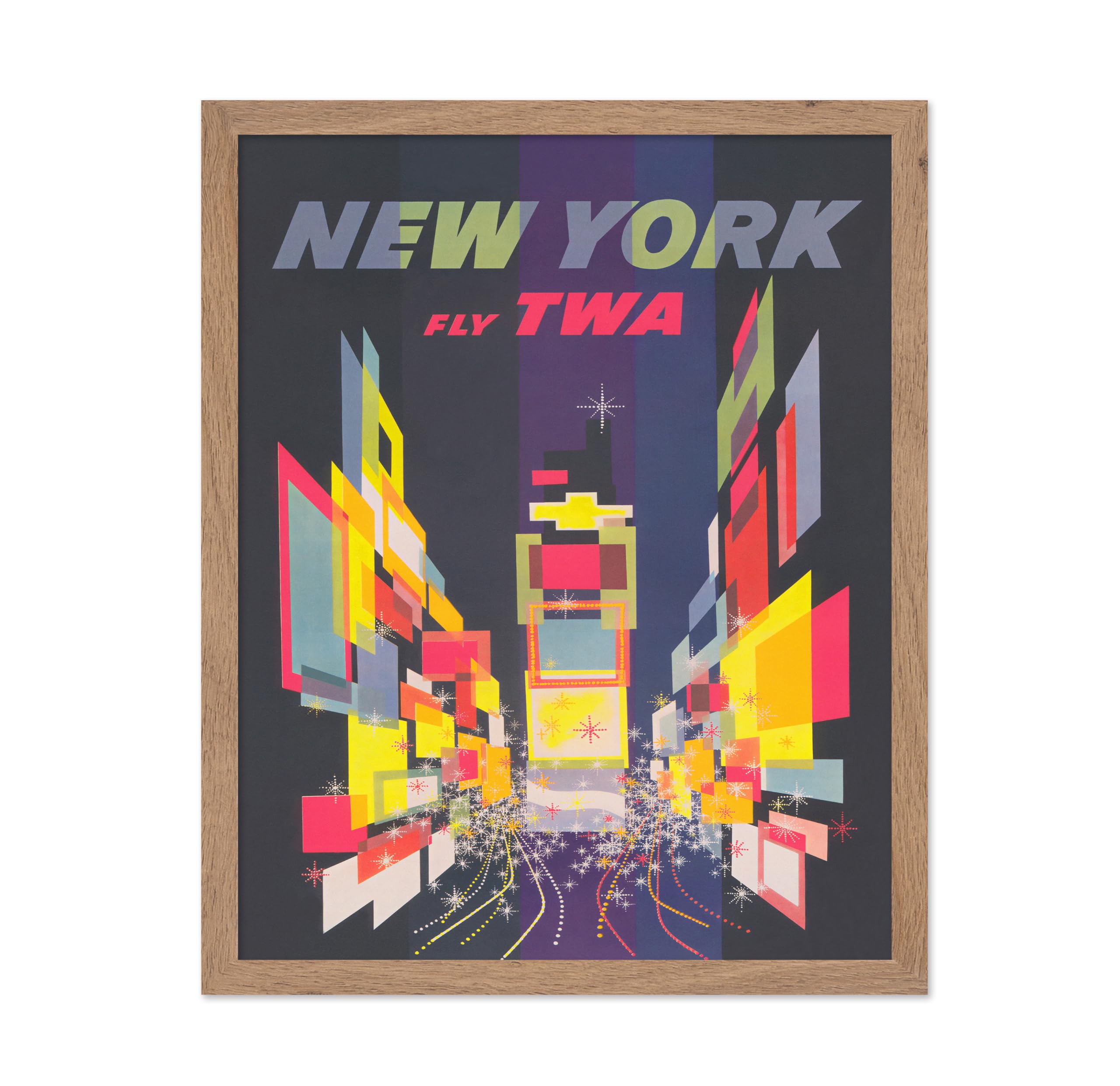 Poster Master New York Travel Poster - 1960 Vintage Fly TWA - Times Square Print - Great Wall Decor Gift for Home, Office, Livin