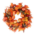 24 Inch Fall Wreath for Front Door Outside, Pumpkin Wreath with Maple, Acorn, Grain, Artificial Autumn Wreaths for Halloween Tha