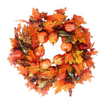 24 Inch Fall Wreath for Front Door Outside, Pumpkin Wreath with Maple, Acorn, Grain, Artificial Autumn Wreaths for Halloween Tha