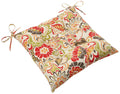 Pillow Perfect Bright Floral Indoor/Outdoor Chair Seat Cushion With Ties Tufted, Weather, And Fade Resistant, 18.5' X 19', Gre