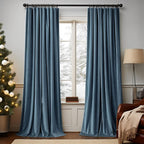 Lazzzy Velvet Blackout Curtains Blue Thermal Insulated Drapes For Bedroom Living Room Darkening 108 Inches Extra Long Window Treatments Super Soft Luxury Rod Pocket 2 Panels Dark Slate