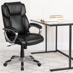Flash Furniture Carolyn Mid-Back Black Leathersoft Executive Swivel Office Chair With Padded Arms