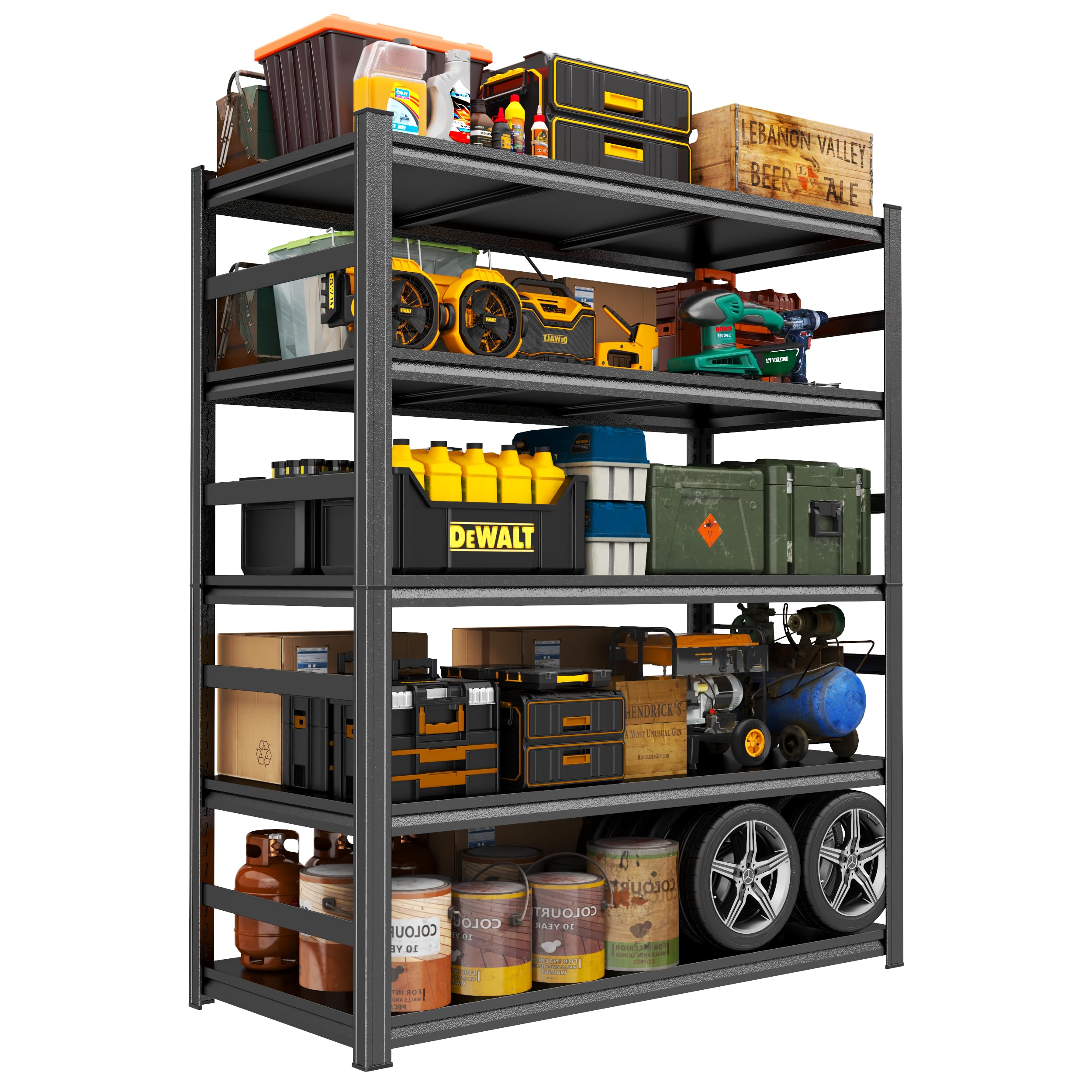 Notmise Metal Garage Shelving Unit, Heavy Duty Adjustable Storage Shelves, Steel Shelving, 3000 lbs Capacity, Industrial Shelves