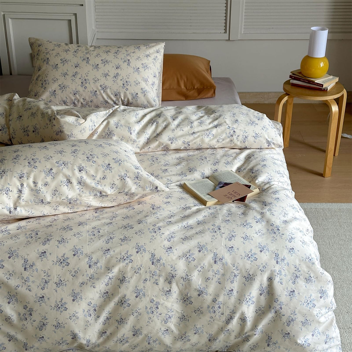 Motntd Floral Duvet Cover King Size Off White Boho King Comforter Cover Cotton Cottage Core Cute Cozy Duvet Cover Set With Corne