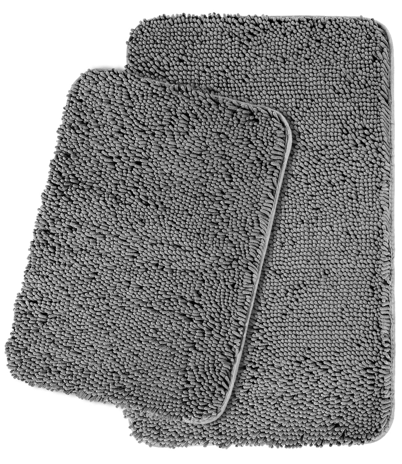 Yeaban Dark Gray Bathroom Rugs - Thick Chenille Bath Mats | Absorbent and Washable Bath Rug Non-Slip, Plush and Soft Rugs for Ba
