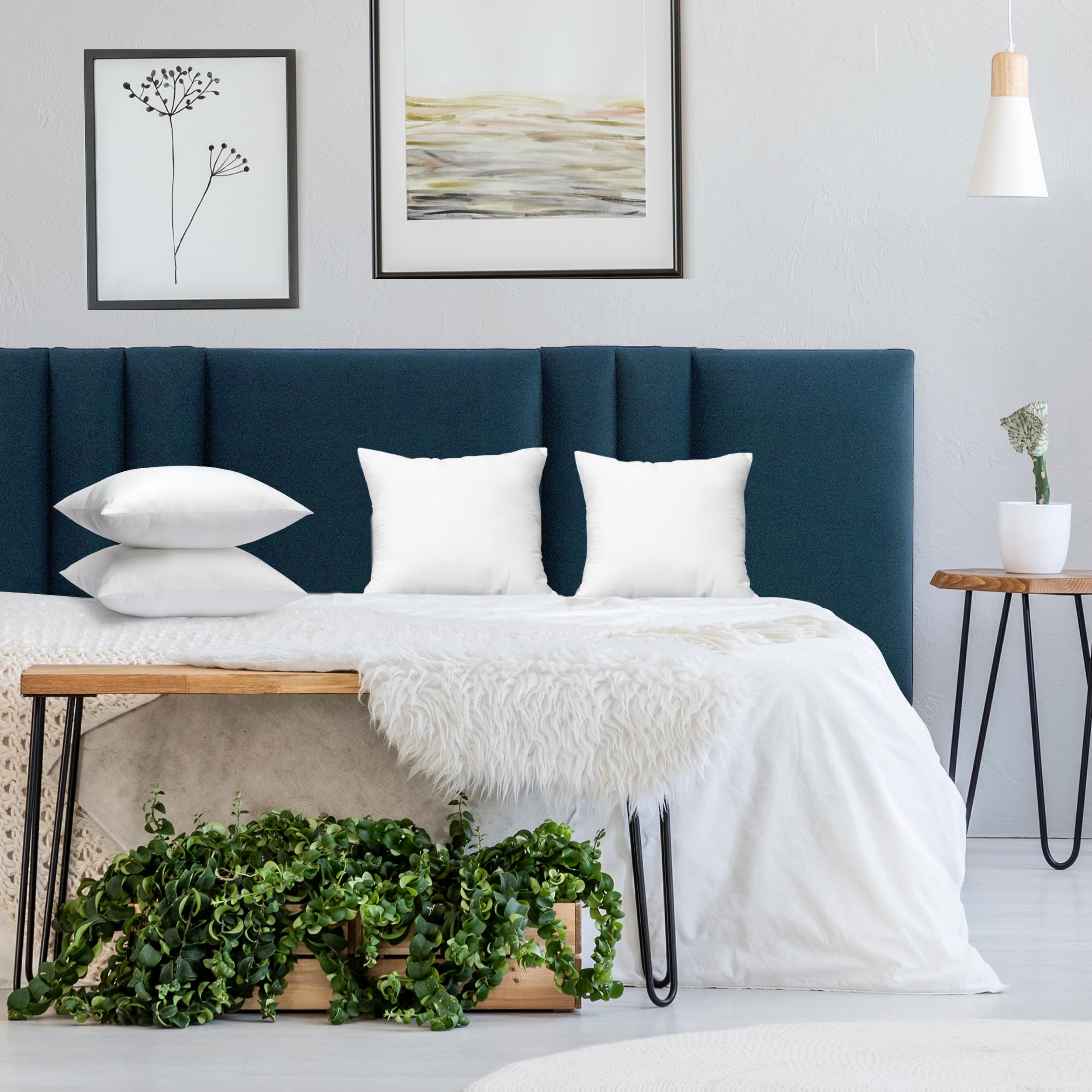 Utopia Bedding White Throw Pillows Set of 4, 12x12 Inches Decorative Cushions for Sofa, Bed, and Couch