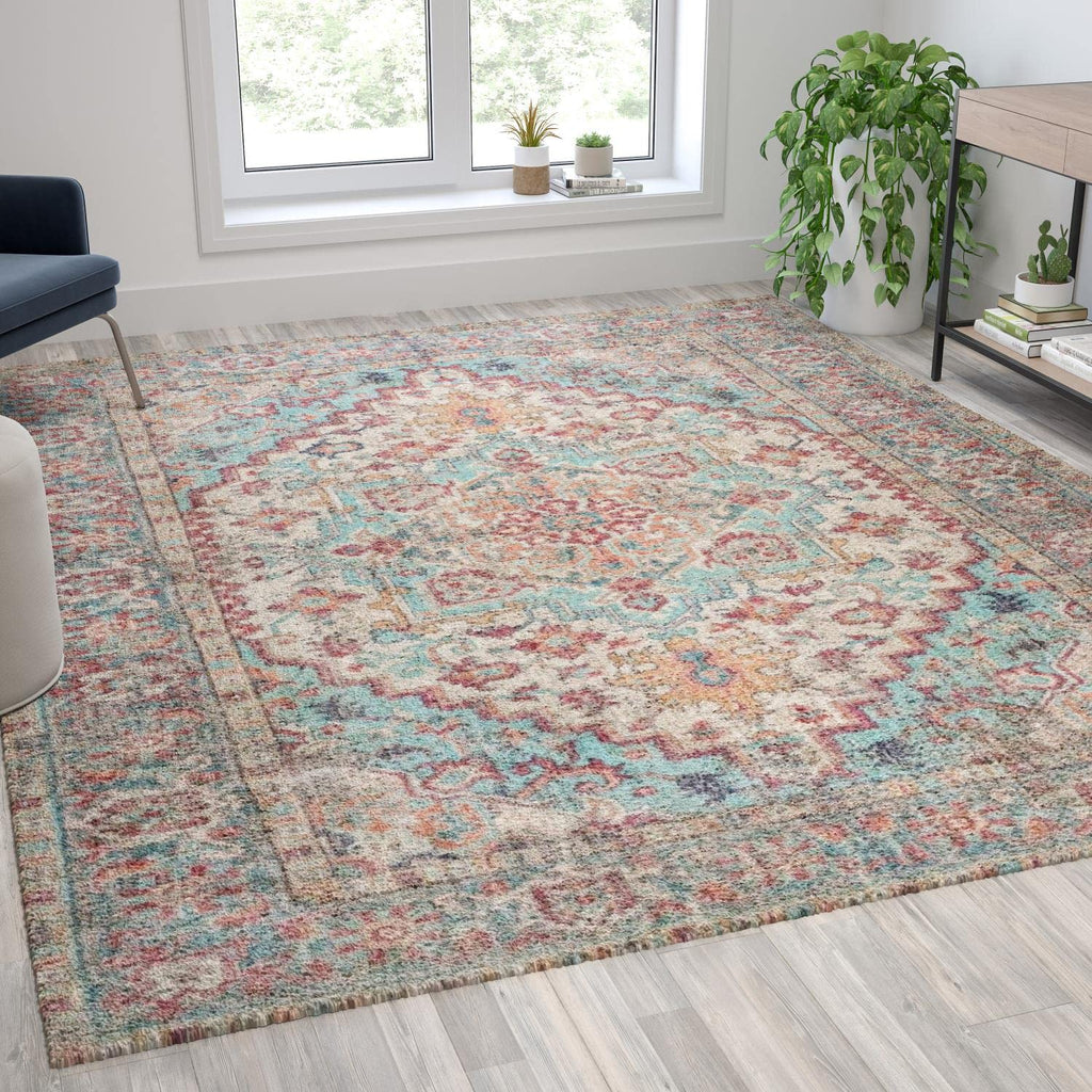 Flash Furniture Katherine Vintage Medallion Area Rug - 8' X 10' - Blue Multi Polyester