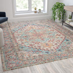 Flash Furniture Katherine Vintage Medallion Area Rug - 8' X 10' - Blue Multi Polyester