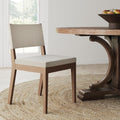 Nathan James Linus Modern Upholstered Dining Chair With Solid Rubberwood Legs In A Wire-Brushed Light Brown Finish, Natural Flax/Brown