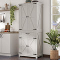 Dwvo 72' Tall Farmhouse Pantry Cabinet, Kitchen Storage Cabinet With Drawer And 2 Barn Doors, Kitchen Cabinet Versatile Storage For Living Room, Dining Room, White Oak