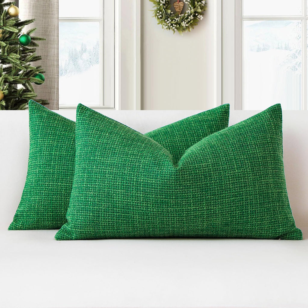 Otostar Linen Throw Pillow Covers Set Of 2 Decorative Lumbar Pillowcases Cushion Covers 16X24 Inch For Home Decor Sofa Bedroom Car 40 X 60 Cm Green