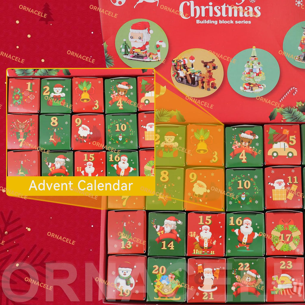 Christmas Advent Calendar 2024, 6 In 1 Building Blocks, 24 Days Countdown Calendar Toys For Kids, Christmas Building Toys Party