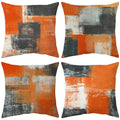 Balaena Decorative Throw Pillow Covers Burnt Orange Cushion Cover Taupe Abstract Art Painting 4 Pcs Pillowcase 18X18 Inch For So