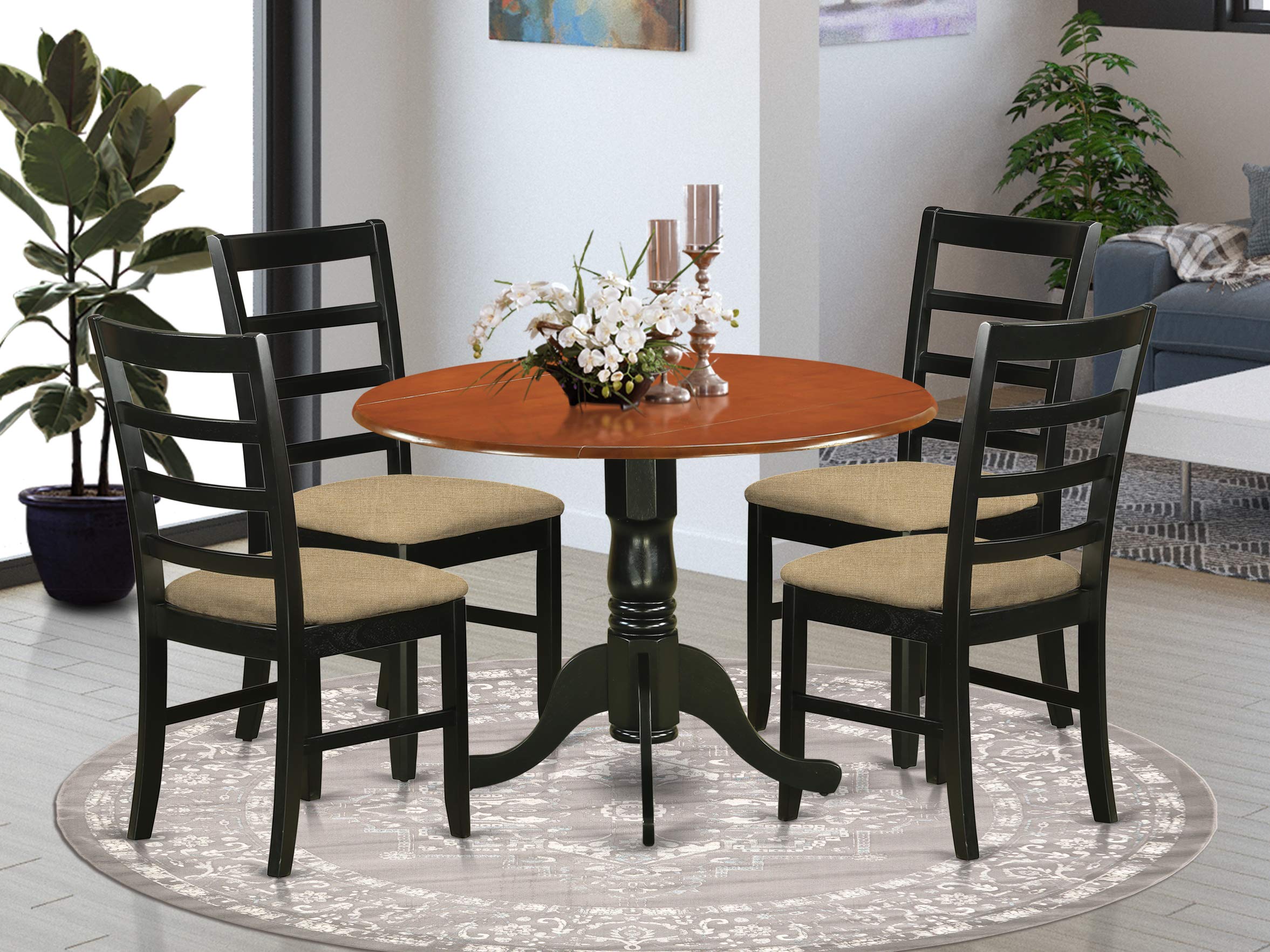 East West Furniture Dlpf5-Bch-C 5 Pc Kitchen Table Set-Dining Table And 4 Wooden Kitchen Chairs