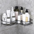Xtarx Corner Bathroom Shelf, Black Metal Storage Rack, 21 X 21 X 6 Cm, NoDrill Adhesive Wall Mount, 2Tier Organiser