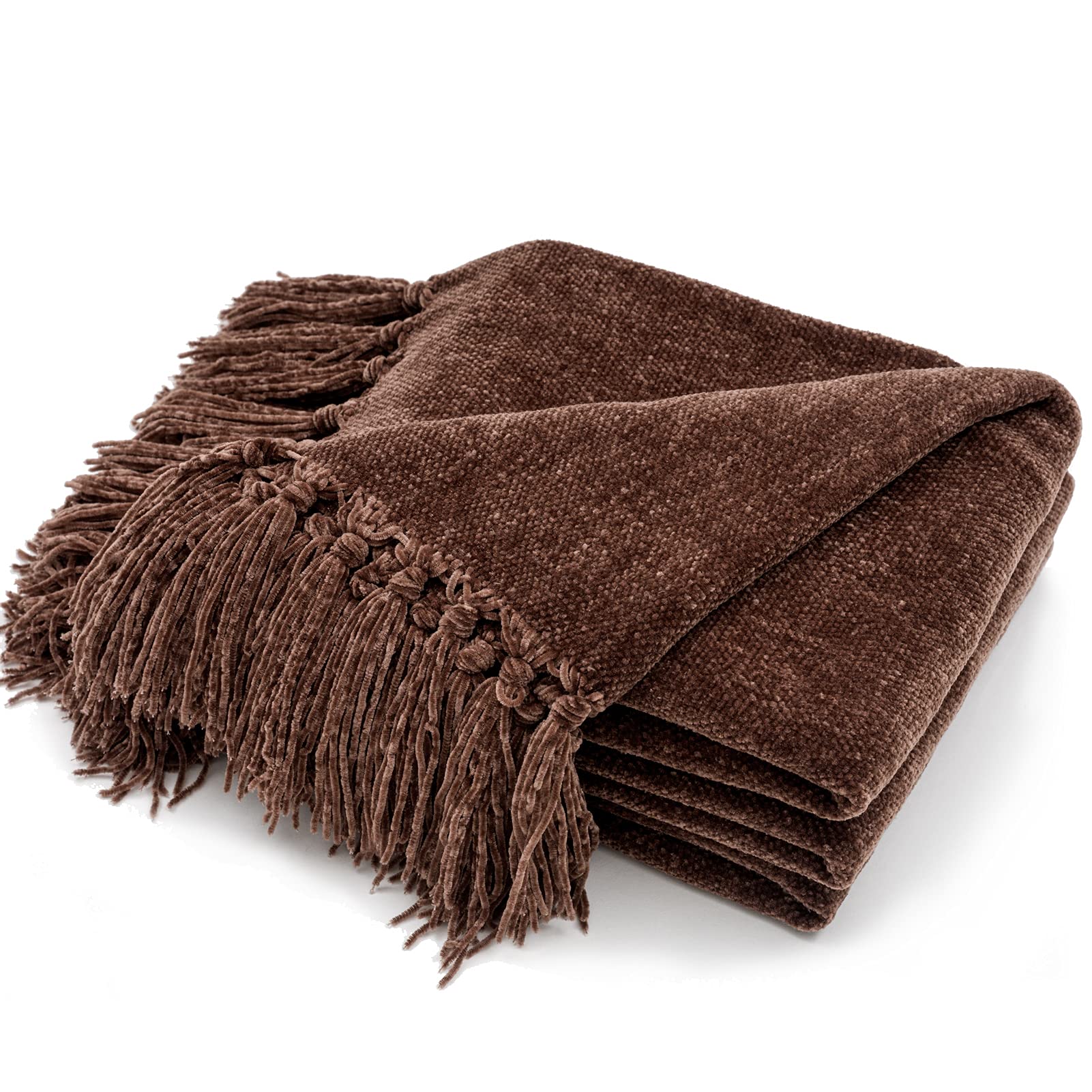 Recyco Throw Blanket Soft Cozy Chenille Throw Blanket With Fringe Tassel For Couch Sofa Chair Bed Living Room Gift(Brown, 50' X