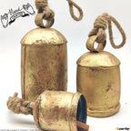 Carfar Handicrafts Vintage Rustic Metal Harmony Cow Bells Set Of 3 Huge Rustic Christmas Handmade Bells On Jute Rope
