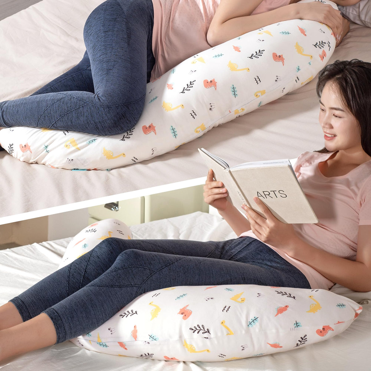 Byriver C Shaped Pregnancy Pillow With Cover, Knee Pillow For Side Sleeper Knees Legs Hips Pain, Leg Pillow Elevation For Lower