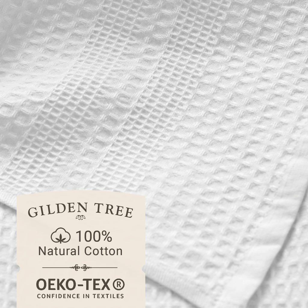 Gilden Tree Waffle Towel Quick Dry Thin Exfoliating, 4 Pack Washcloths For Face Body, Classic Style (White)