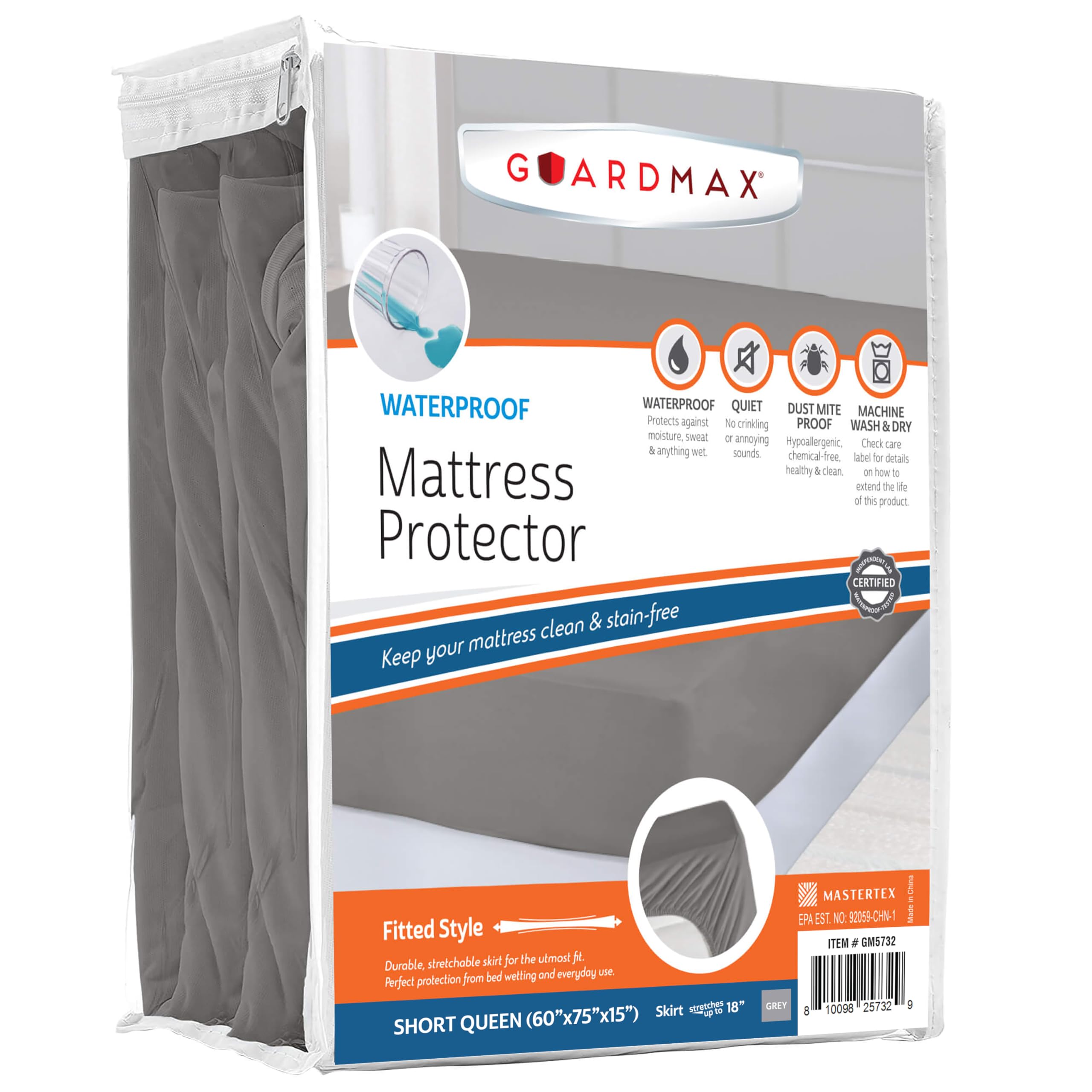 Guardmax Short Queen Waterproof Mattress Protector - Ultra Soft And Hypoallergenic Mattress Protector - Protects Mattress From D