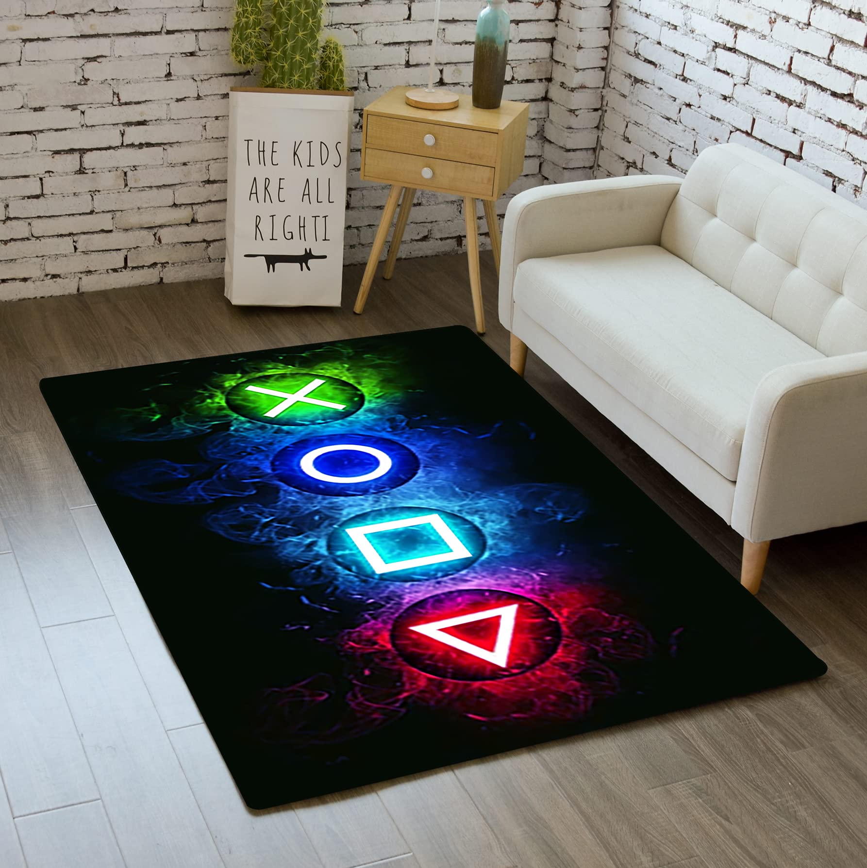 Gaming Area Rugs For Boys Cool Game Style Bedroom, Gamer Rug Boys Room Decor, Video Games Bedroom Carpet For Teens, Controller G