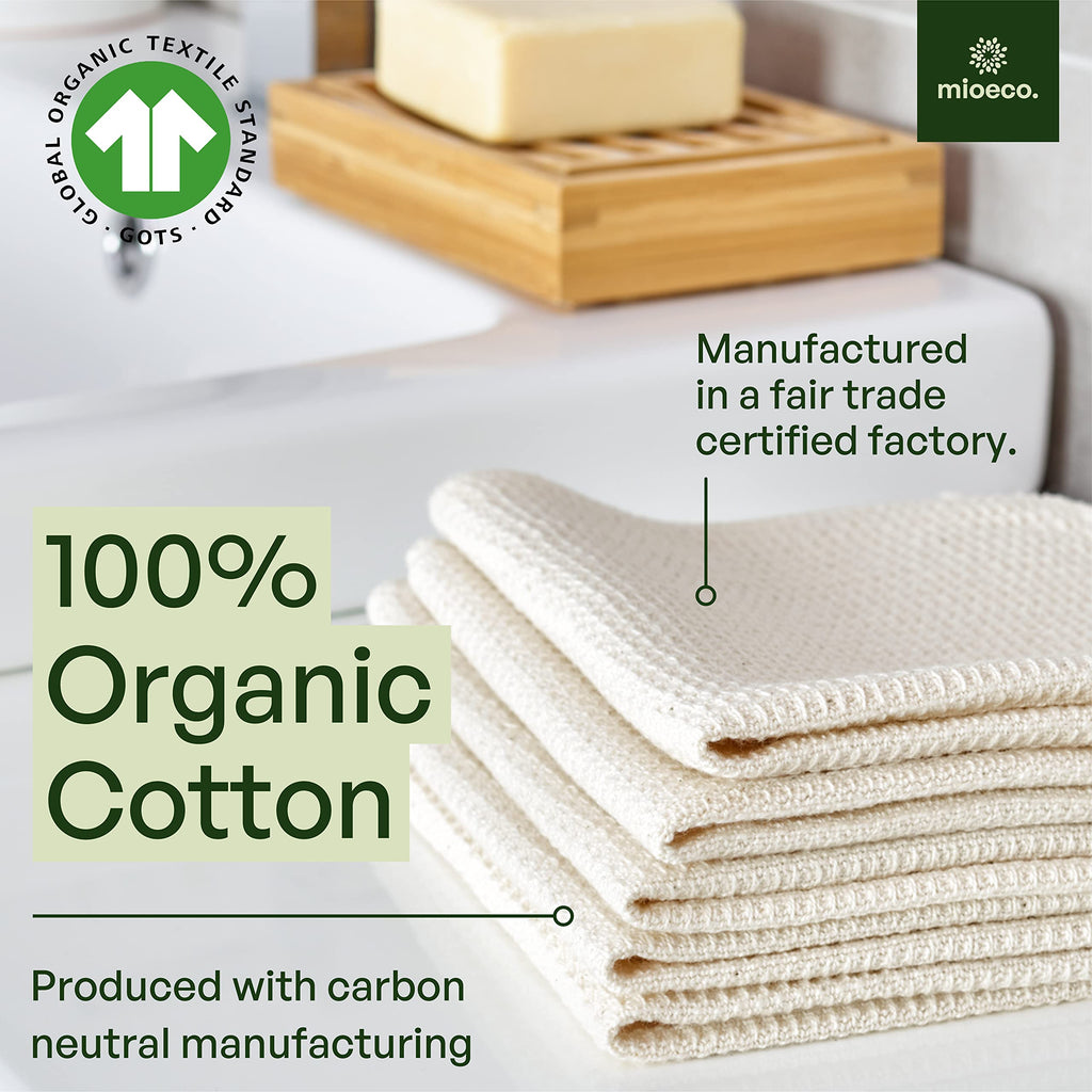 Mioeco 10 Pack Kitchen Paper Towels Washable - Super Absorbent Natural Paper Towels - Natural Cotton - Reusable, Paperless Kitch