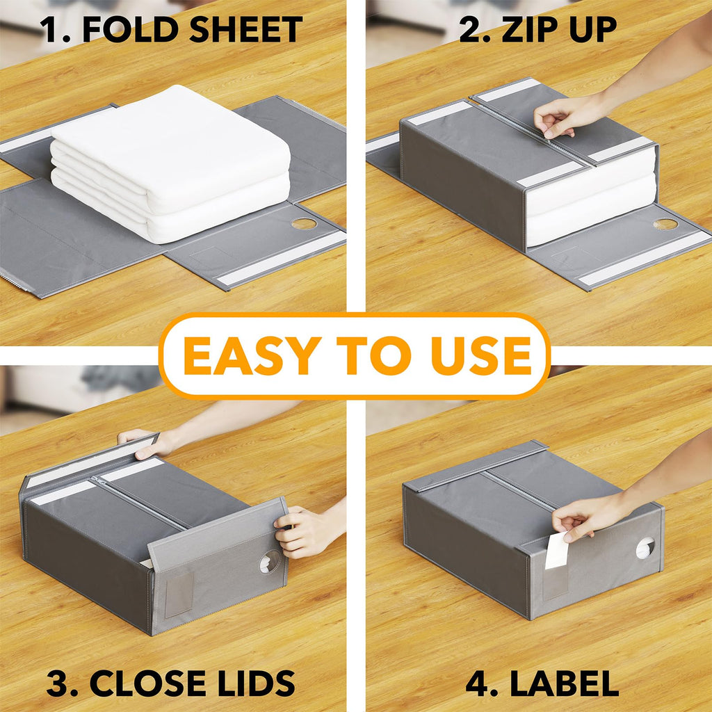 Spaceaid 6 Pack Bed Sheet Organizers And Storage, Foldable Sheet Organizer With Window For Linen Closet, Sheets Set Folder Keepe