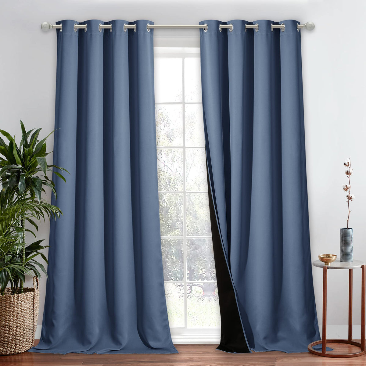 Nicetown 100% Blackout Blind, Laundry Room Decor Window Treatment Curtains, Stone Blue, 1 Pc, 52 Inches X 90 Inches, Thermal Ins