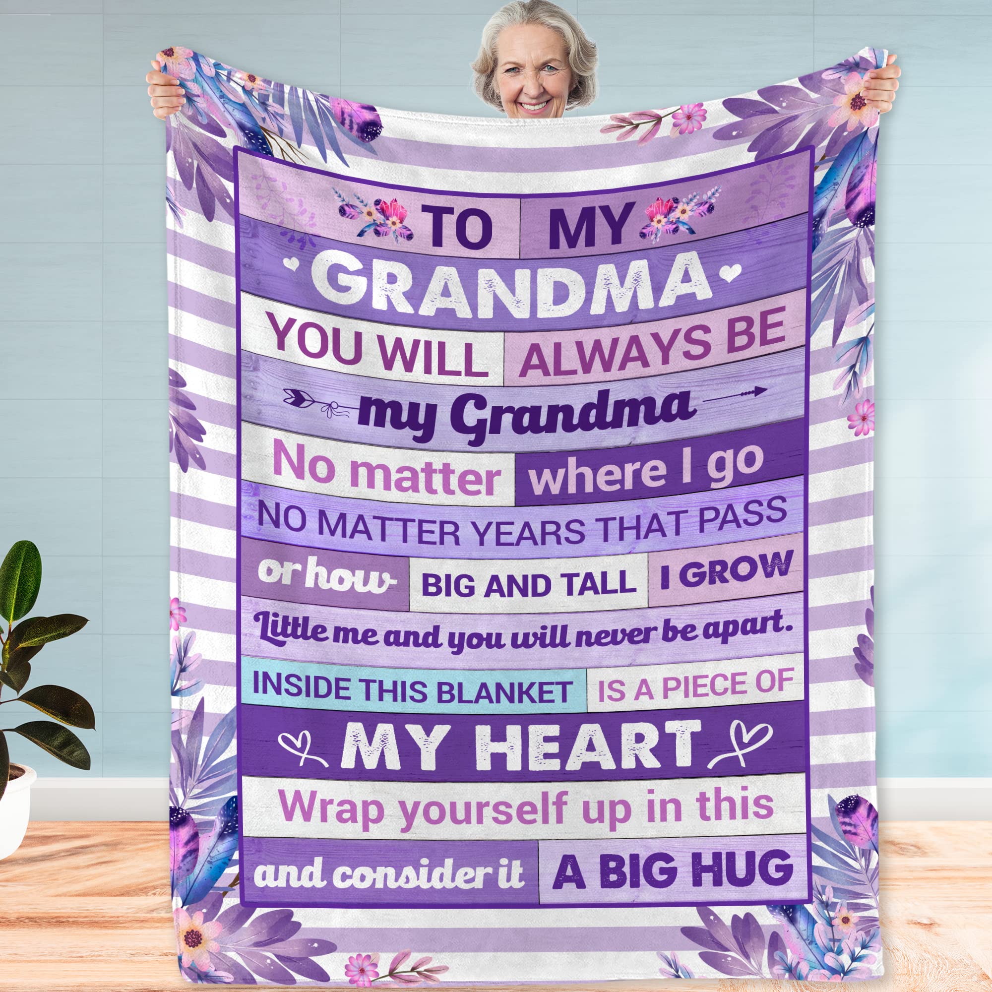 Fastpeace Gifts for Grandma - Christmas, Xmas, Birthday Gift from Granddaughter, Grandson, or Grandkids, Soft and Cozy Blanket f