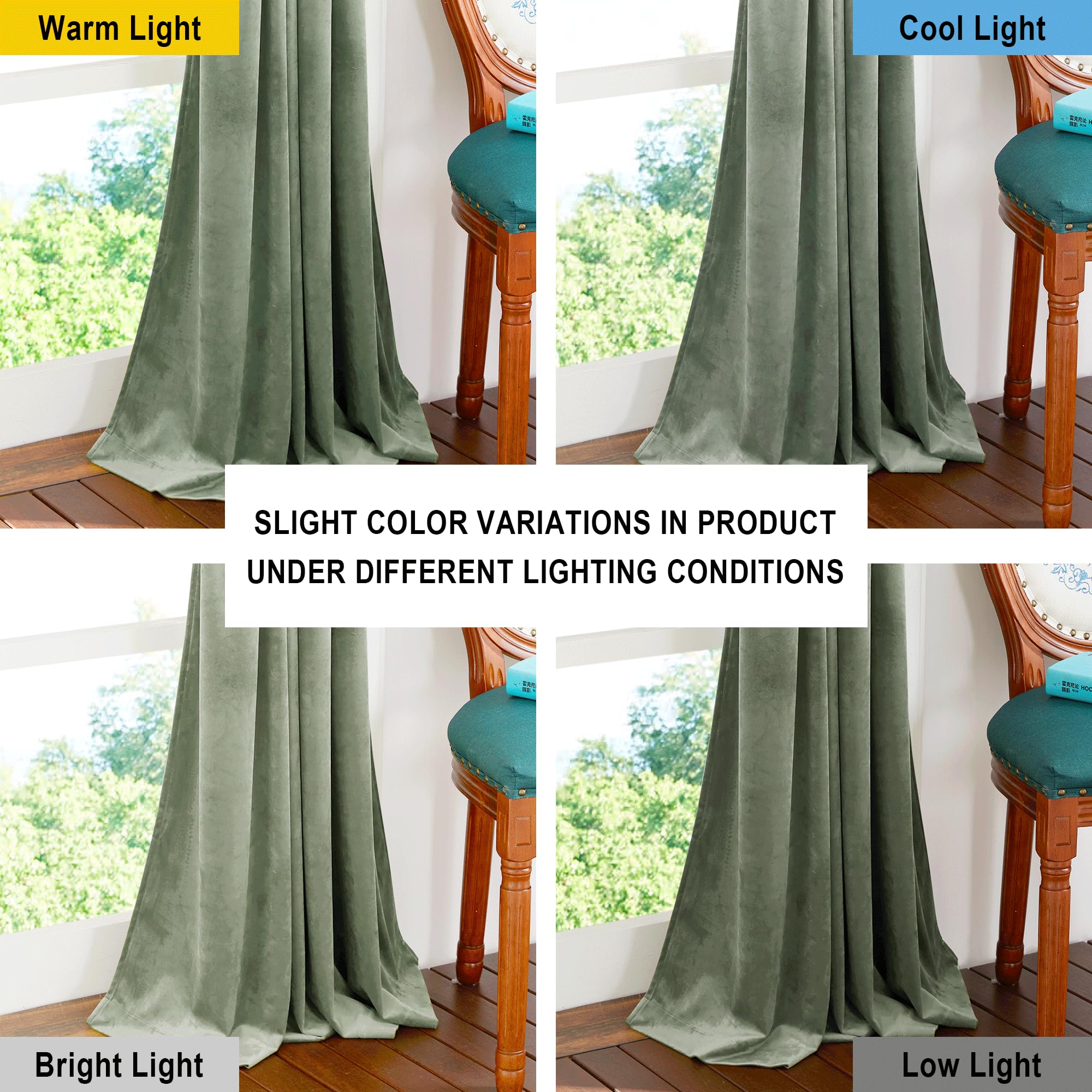 Nicetown Sage Green Blackout Curtains 90 Inches Long 2 Panels (62-Inch Wide), Farmhouse And Sleek Velvet Drapes And Curtains For Doorway, Office, Dorm