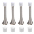 Kare & Kind 4X Spring Door Stoppers (Silver) - Screw-In Flexible Steel Stoppers With White Rubber Bumper Tips - Protect Walls Fr