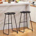 Heugah Bar Stools Set Of 2, 30 Inch Counter Height Wood Bar Stools, Black Saddle Seat Barstool For Kitchen Island, Industrial Bar Height Stool With Metal Leg (Black, 2 Pcs 30Inch Barstool)