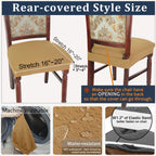 Buyue Luxury Dining Room Chair Covers Set Of 6, Easy Installation Stretchy Jacquard Armless Kitchen Chair Seat Protectors, Rear Covered- Ocher- 6