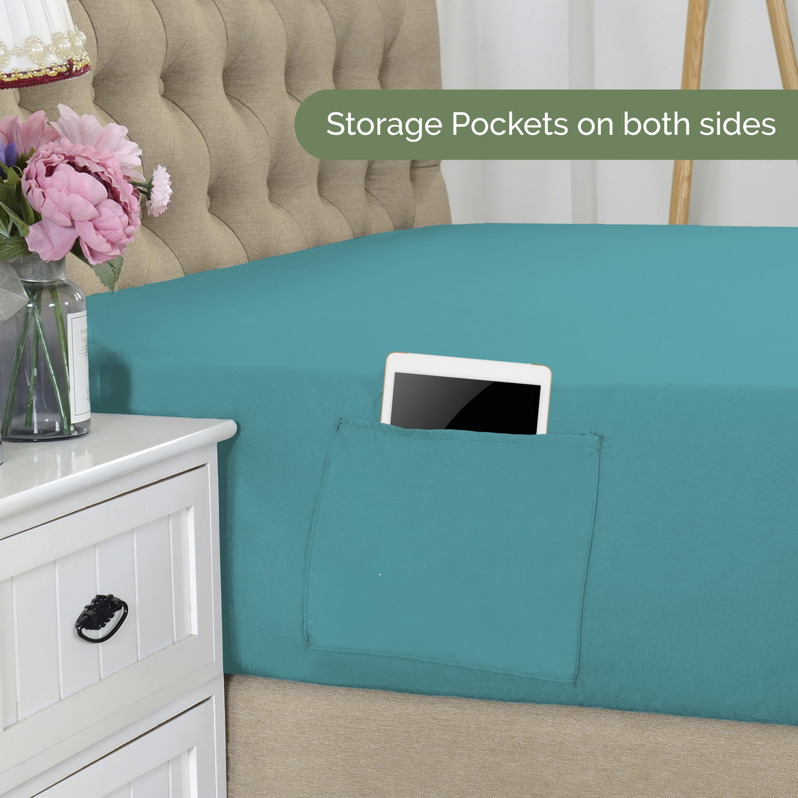 Elegant Comfort 1500 Premium Hotel Quality 18-21 Inches Deep - Extra Deep Pocket Single Fitted Sheet For High Mattress, Luxury And Softest, Smart Pocket - Wrinkle Free, Twin/Twin Xl, Turquoise