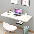 QARA 31x18.5 inches Wooden Wall Mounted Folding Study Table| Wall Mount Table with Cup Holder & Drawer | Foldable Laptop Desk fo