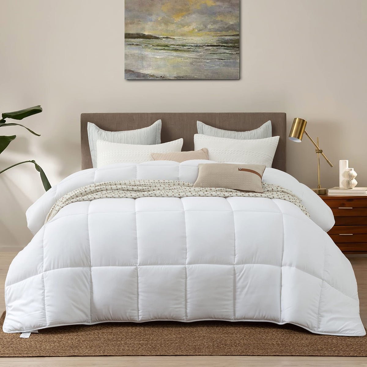 Goose Down Alternative Cal King 108X98 Comforter All Season Duvet Insert-Ultra Soft Double Brushed Microfiber Quilt Cover, Class