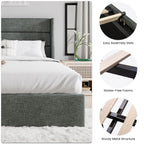 Sha Cerlin Queen Size Lift Up Storage Bed/Modern Wingback Headboard/Upholstered Platform Bed Frame/Hydraulic Storage/No Box Spring Needed/Wood Slats Support/Dark Grey