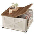 VASAGLE Farmhouse Coffee Table with Storage, Square Coffee Table for Living Room, Center Table with Flip-Top Lids, Honey Brown a