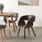 vidaXL Elegant Dining Chair with Solid Wooden Frame - Faux Leather Upholstered Seat - Black and Dark Brown Finish - Comfortable and Stylish Seating Solution for Your Dining Room or Lounge Area