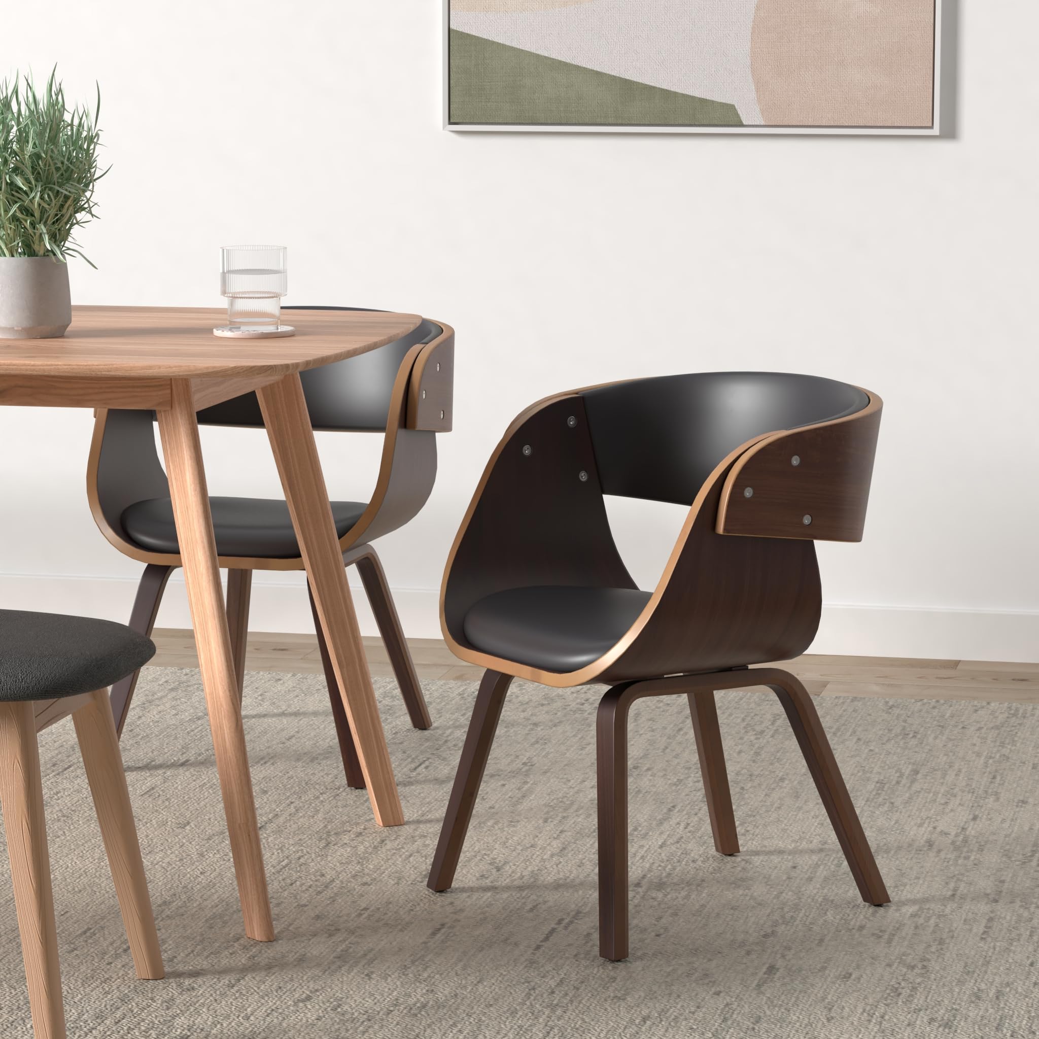 vidaXL Elegant Dining Chair with Solid Wooden Frame - Faux Leather Upholstered Seat - Black and Dark Brown Finish - Comfortable and Stylish Seating Solution for Your Dining Room or Lounge Area