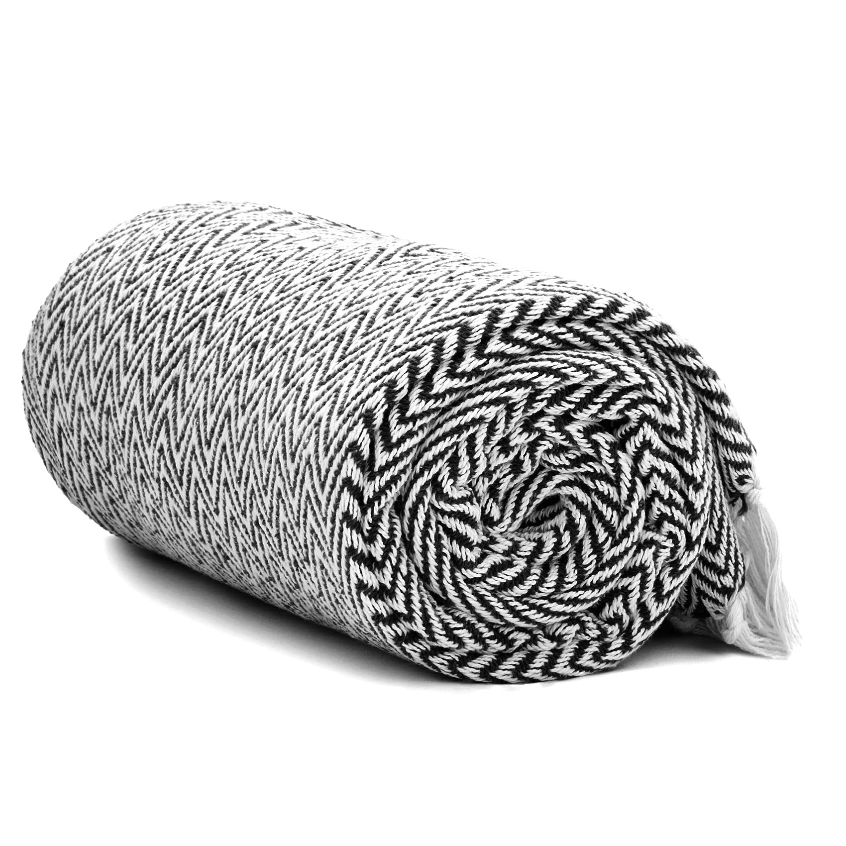Americanflat 100% Cotton Throw Blanket For Couch - 50X60 Black And White Throw Blanket For Bed, Sofa, Or Chair - Machine Washabl