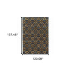 HomeRoots 510030 10 x 13 ft. Blue & Gold Oriental Power Loom Stain Resistant Rectangle Area Rug