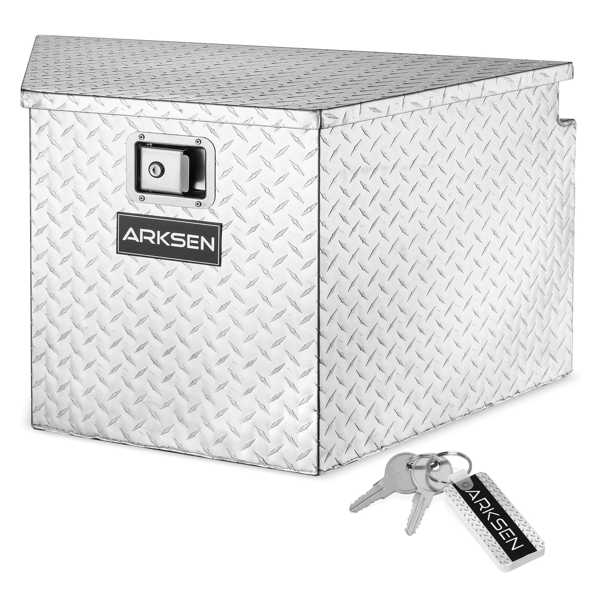 Arksen 33 Inch Heavy Duty Diamond Plate Aluminum Trailer Tongue Box Pickup Truck Tool Box Storage Organizer With Weather Resista
