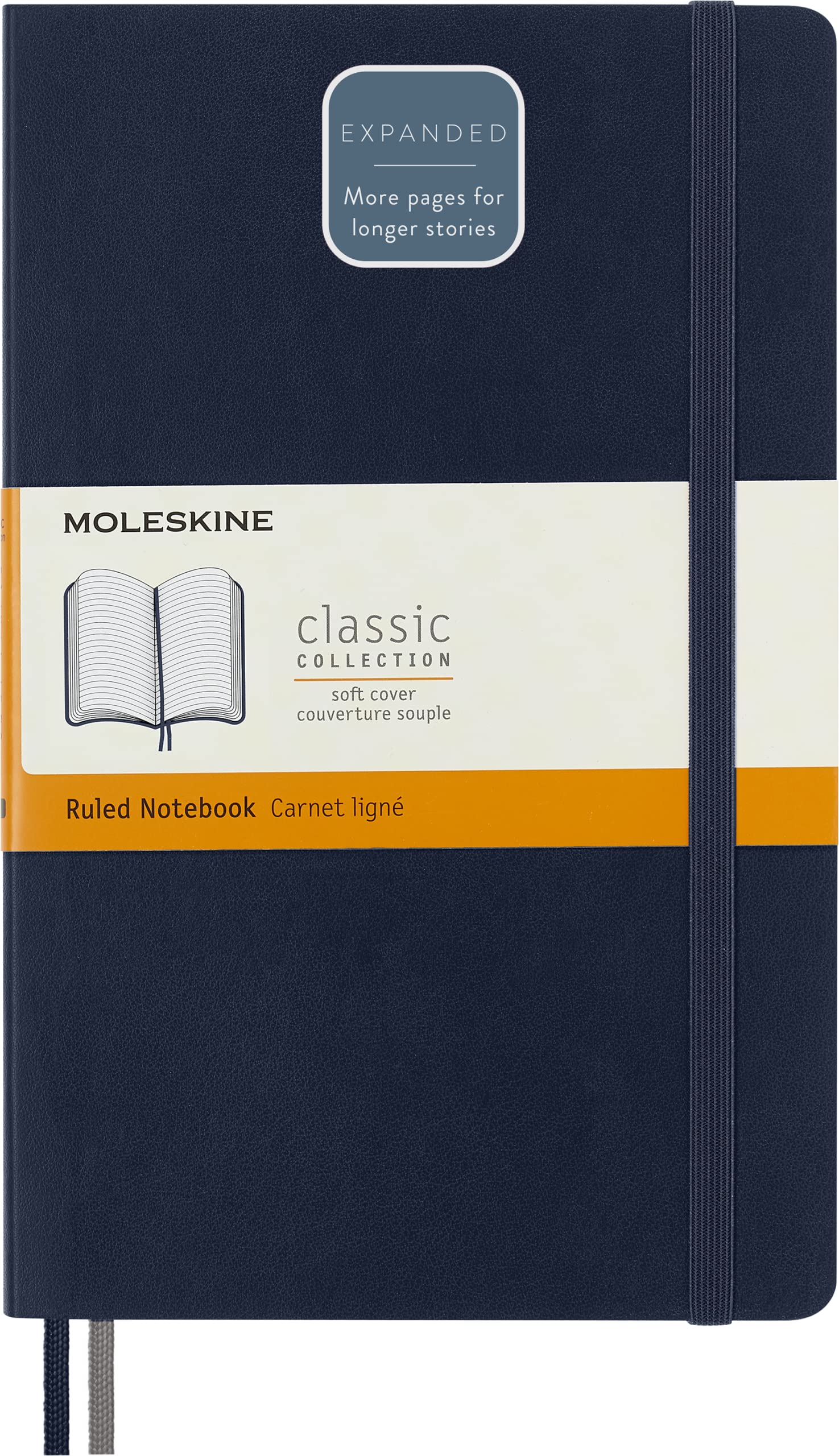 'Moleskine Classic Expanded Notebook, Soft Cover, Large (5'' X 8.25'') Ruled/Lined, Sapphire Blue, 400 Pages', Red