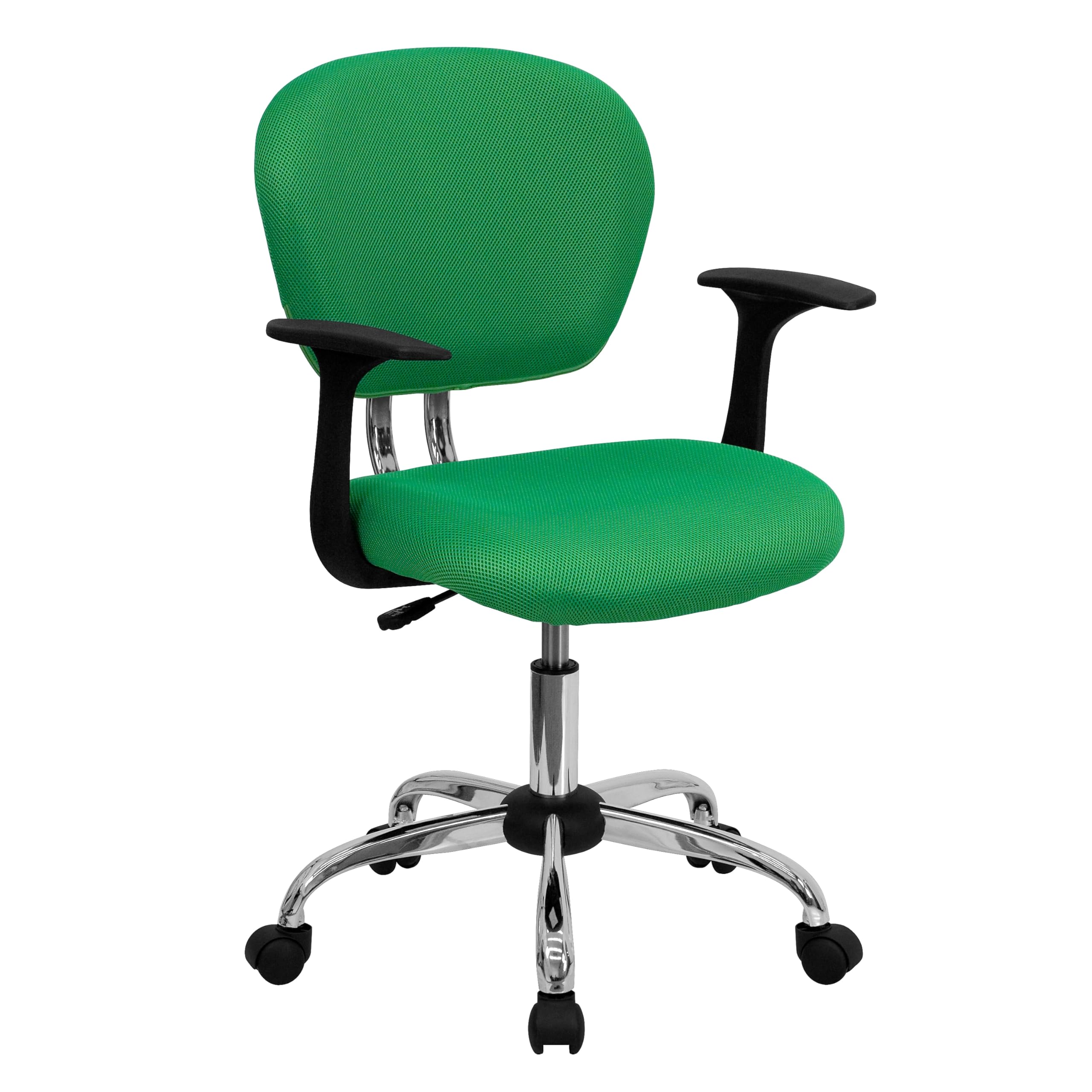 Flash Furniture Beverly Mid-Back Bright Green Mesh Padded Swivel Task Office Chair With Chrome Base And Arms