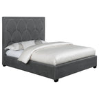 Bowfield Upholstered Bed with Nailhead Trim Charcoal, Eastern King