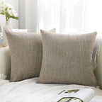 Decoruhome Decorative Throw Pillow Covers 26X26 Set Of 2, Farmhouse Chenille Pillow Covers, Square Soft Pillow Covers For Couch Sofa Bed, Khaki