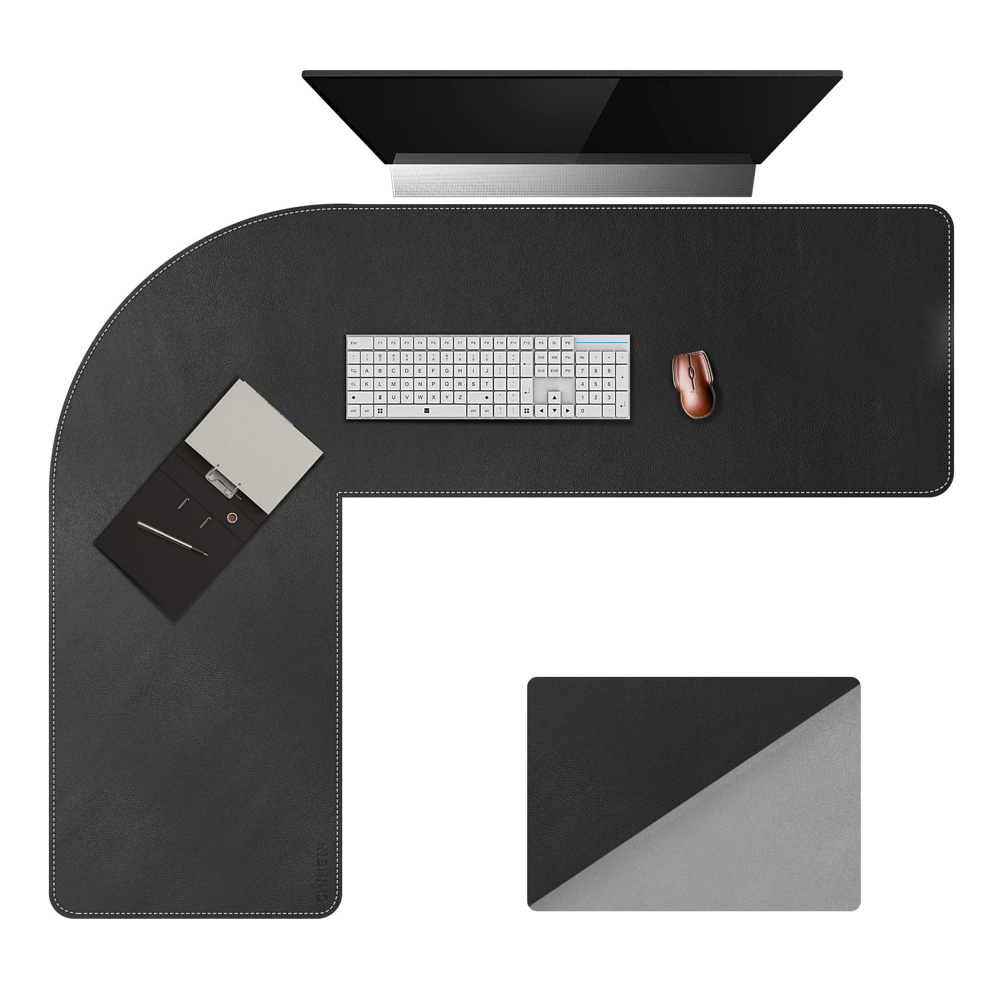 Chihein L-Shaped Desk Pad, Corner Desk Mat (49.2   + 49.2   ) X 15.7   , Computer Office Mouse Pad Writing Table Pad For Home Of
